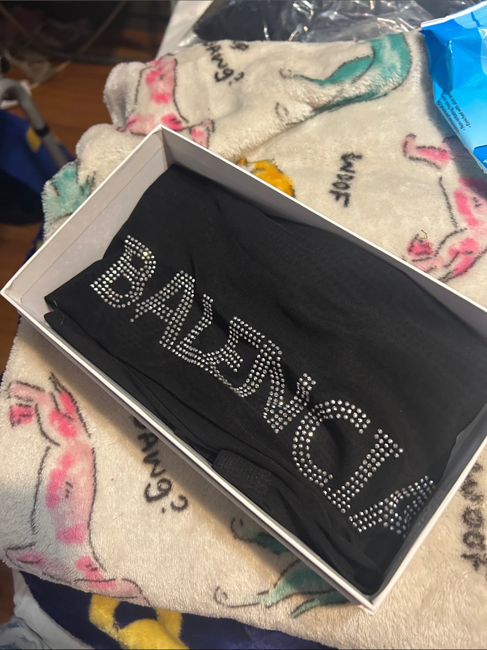 Balenciaga Black Rhinestone Logo Leggings